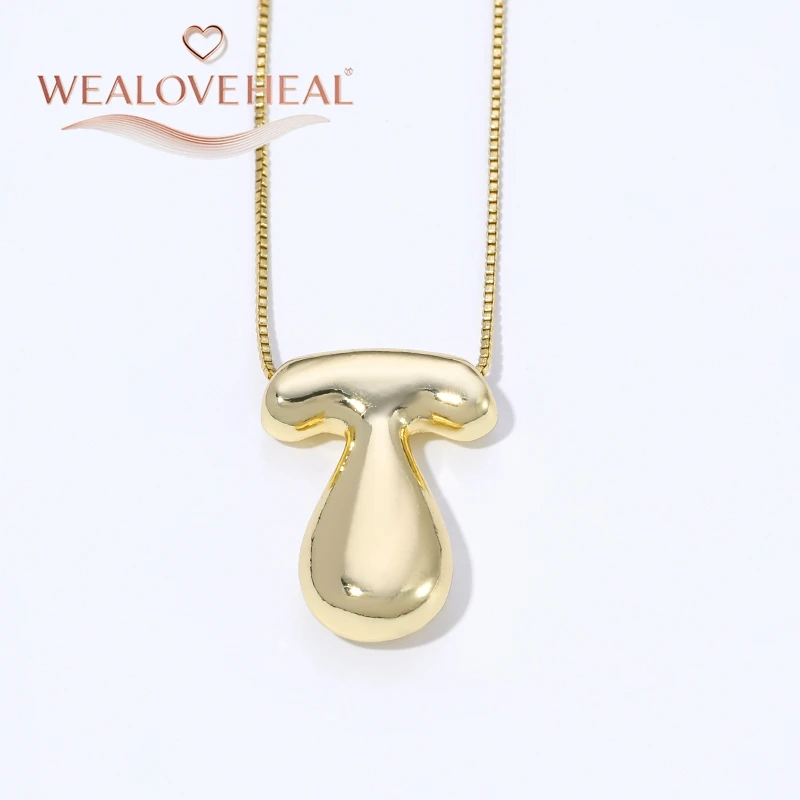 lange kette，halsketten herren，muttertagsgeschenk，schmuck frauen，halskette，18K Vergoldete Messing A-Z Ballon-Buchstaben-Halskette, Puff-Buchstaben-Anhänger, Klobiger Glänzender Personalisierter Namens-Alphabet-Schmuck – Detail 38