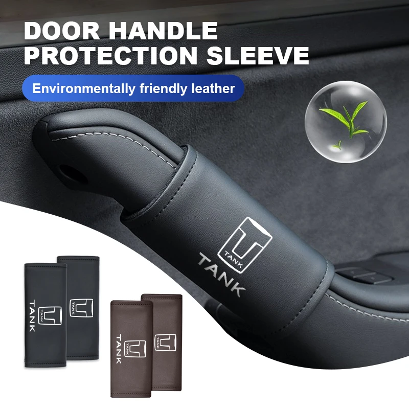 Car Door Inner Handle Non-slip Leather Protector Sleeve Case For TANK Great Wall GWM WEY 300 500300500