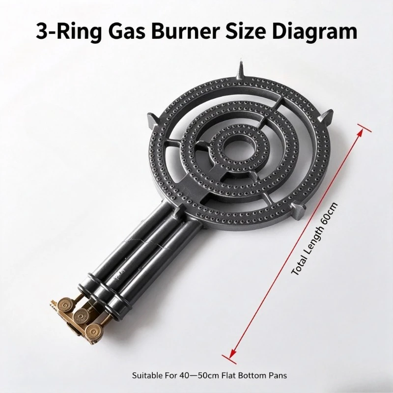 Commercial High Power Liquefied Gas Burner with Wind Guard, Stove Head for Pancake Cooking Street Vendor Catering Kitchen Use