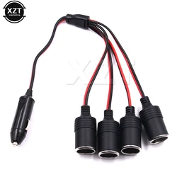 120W 4 Ways Triple Car Cigarette Lighter Splitter Female Socket Plug Power Adapter Connector, input 12V 24V Output 12V 10A