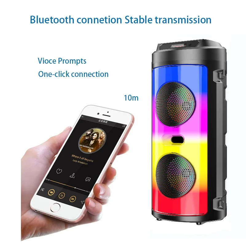 New Explosion Model Portable Bluetooth Speakers with Microphone Remote ZQS High-end Black Outdoor Dual 4 Inch Big Speakers Party