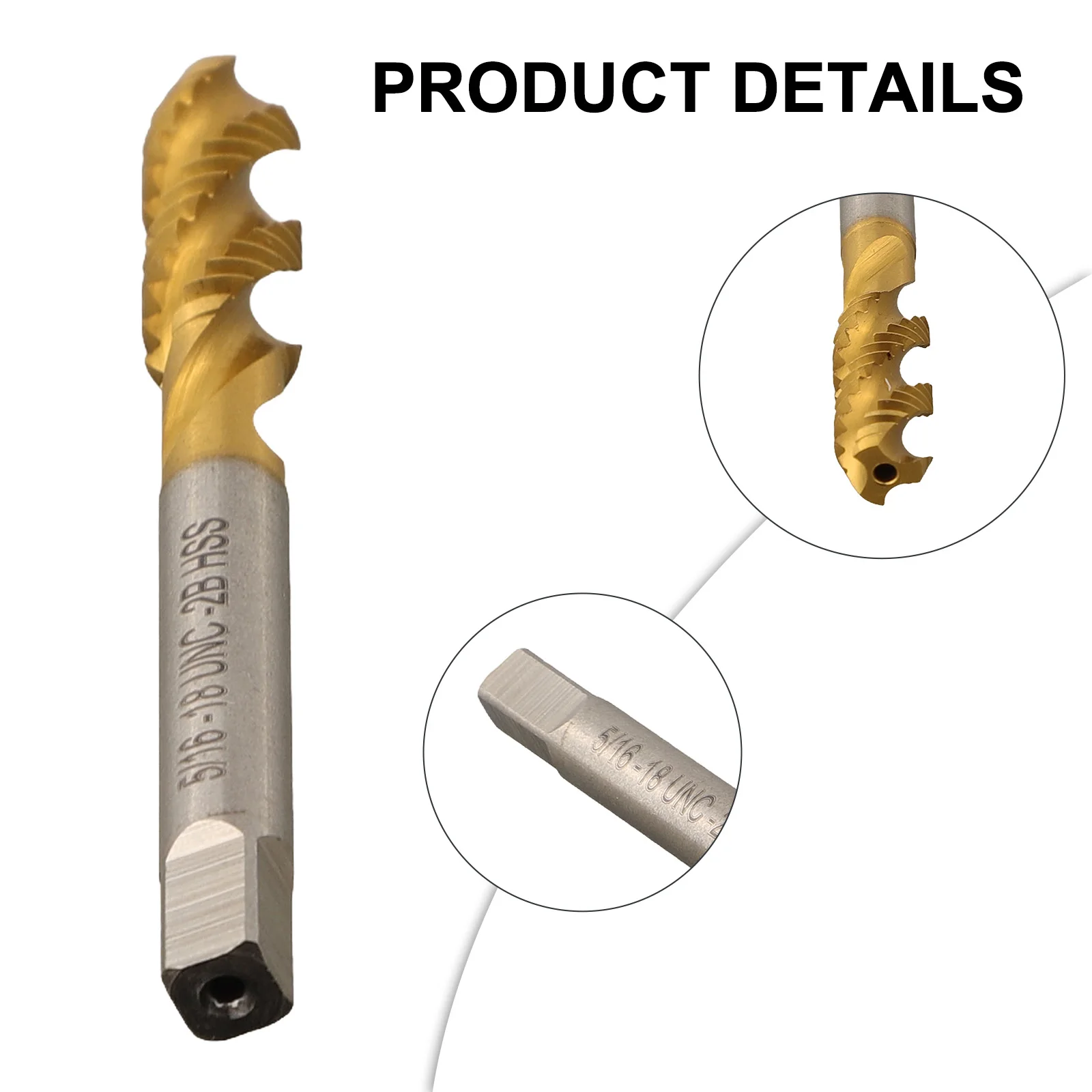 

1pc Spiral Fluted Thread Tap For Processing Holes Power Tools Parts 5/16-18 UNC Thread Size Brand New Replacement Accessories