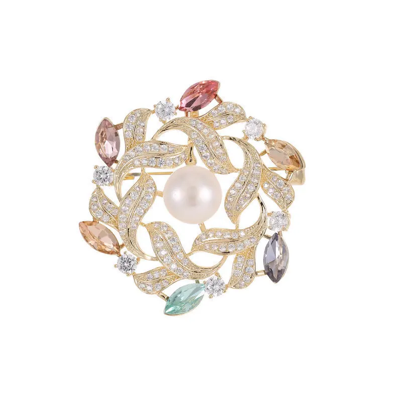 102 إكسسوارات بروش راقية ريترو، معطف شتوي، دبابيس معطف، إكليل مرصع بالزركون الكريستالي، بروش لؤلؤ المياه العذبة