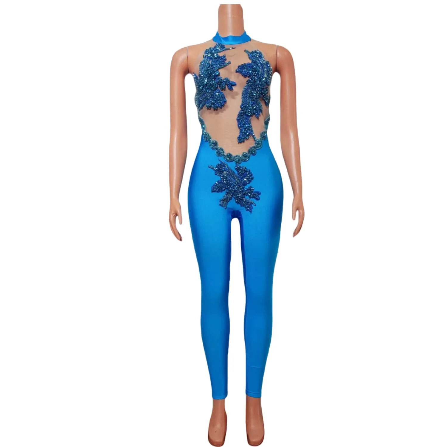 

Gongqi Sexy Rhinestones Jumpsuits Women Evening Birthday Celebrate Club Jumpsuit Outfit Dance Performance Photo Shoot Costume