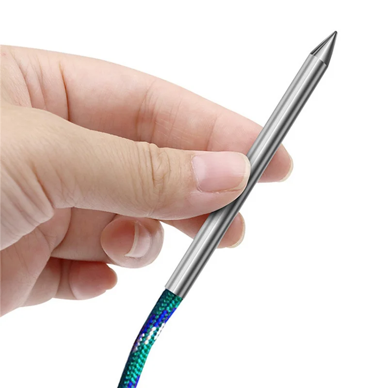 Juego de costura de Paracord plateado, aguja de cuerda de paraguas de acero inoxidable, accesorios de joyería DIY