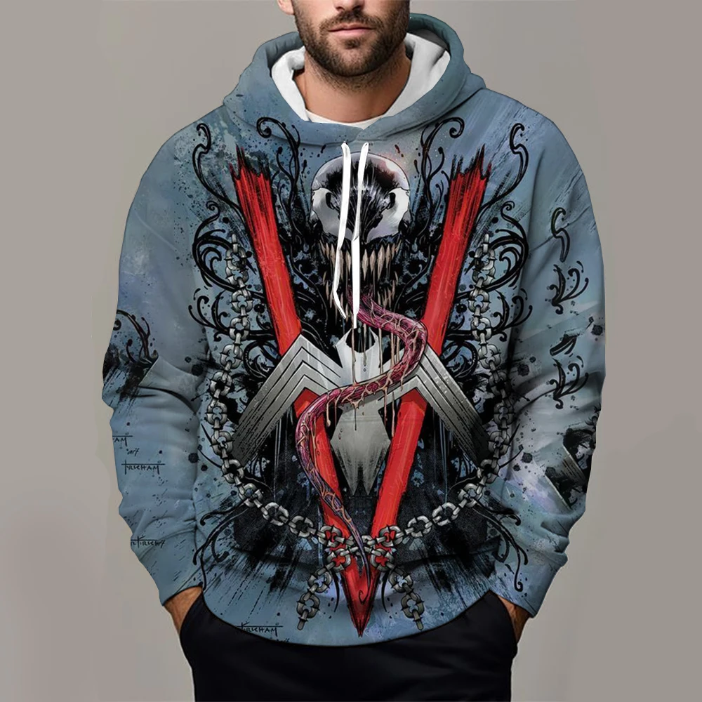 

2025 Disney Spider-Man Venom 3D Printed Men's Hoodie Jacket Outdoor Street Hip-Hop Sportswear Casual Men's Sports Sweatshirt