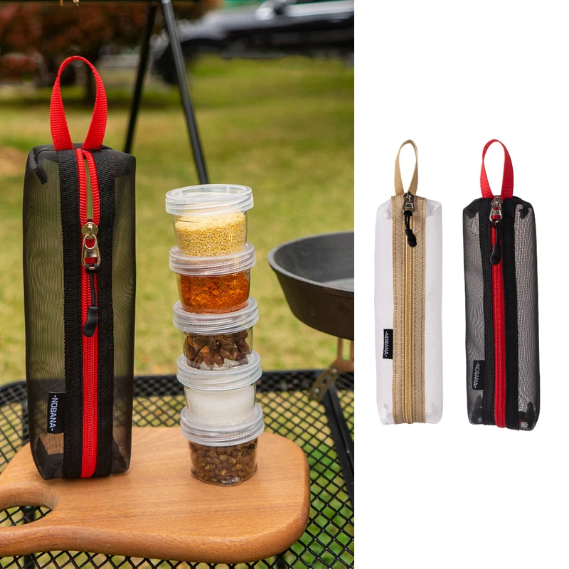 1 conjunto portátil kit de especiarias acampamento ao ar livre viagem acampamento tempero recipiente saco claro tempero garrafas tempero condimento recipiente