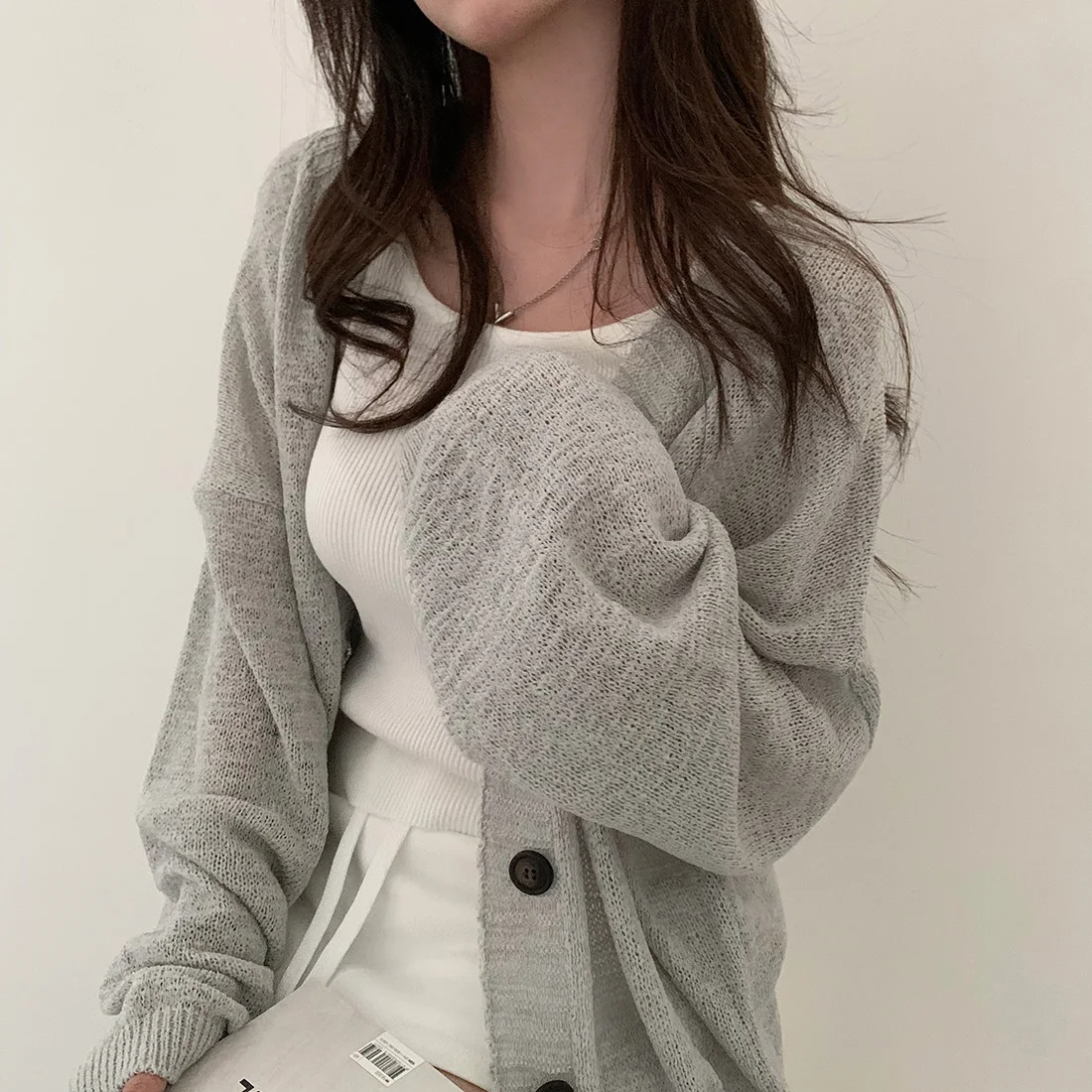 

Liangliang Lazy Sle Ice Silk Thin Long Sve Knitted Sweater Women Summer New Vintage Loose Sunade Coat Outerwear