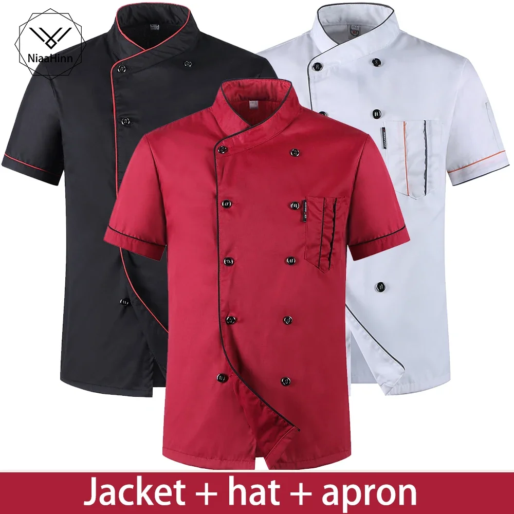 Veste de chef à manches courtes pour hommes et femmes, vêtements de travail d'été pour restaurant, hôtel et cuisine, uniforme respirant pour jeunes, vente en gros