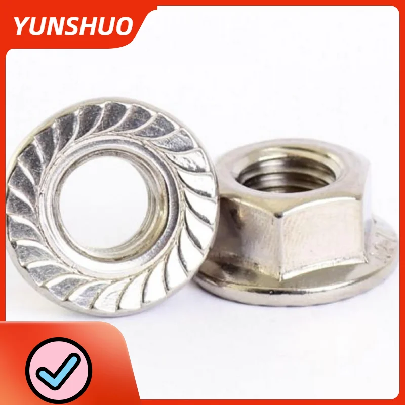 100/50/20/5pcs  M3 M4 M5 M6 M8 M10 M12 Stainless Steel Serrated Flange Hex Nuts DIN 6923