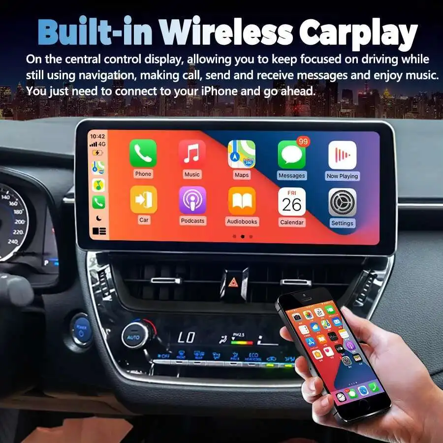 لتويوتا كورولا 2019 2020 2021 2022 2023 E210 اللاسلكية Carplay أندرويد السيارات 4G 12.3 بوصة أندرويد 14 سيارة الوسائط المتعددة 2DIN لتحديد المواقع