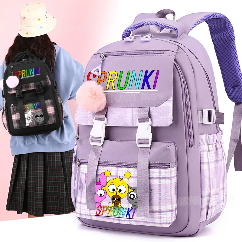 2024 New Game Sprunki Backpack Large Capacity Boys' Computer Bag Girls' Fashion Student School Bag Reduced Burden Backpack