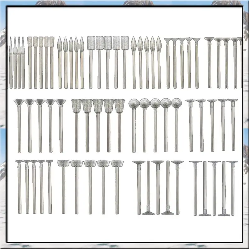 RABIT AS59~ 75 Pcs Diamond Coated Points Grinding Bit Diamond Burr Set ,2.35Mm Suit For Tool Bit Grinder