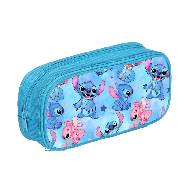 Cartoon Stitch Pencil Bag Disney Pencil Case Lilo & Stitch Double Layer Pencil Case Children's Stationery School Supplies