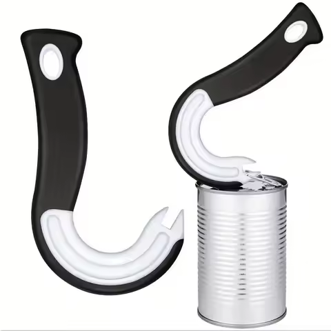 Portable J-Shaped Easy Grip Tin Openers Kitchen Non-Slip Jar Opener Lid Opening Tools Ring Pull Can Opener Multifunctional