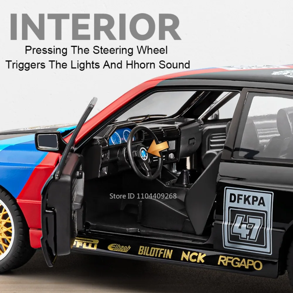 1:24 M3 M4 I5M60 سيارة رياضية لعبة مجسمة دييكاست عجلة معدنية توجيه ضوء الموسيقى التراجع سيارات مصغرة هدايا للأطفال