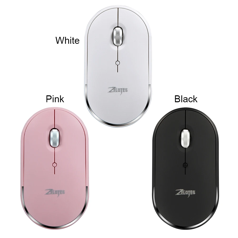 Ratón inalámbrico Compatible con Bluetooth y ratón silencioso de 2,4 GHz, ratón óptico de 2400 DPI para ordenador portátil y Macbook