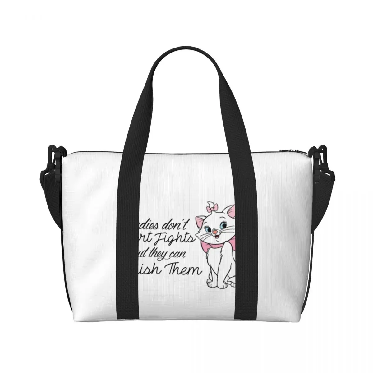 Custom Cartoon Marie Cat Tote Bag Women Large Capacity Kitten Animal Beach Gym Shoulder Travel Bag