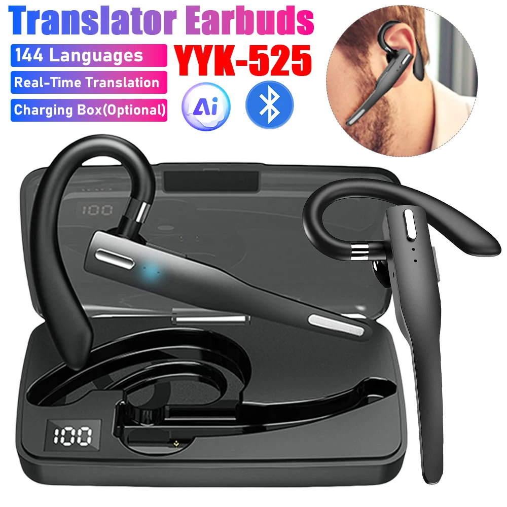 YYK-525 Translator Earbuds Language Real-time Translation Headphones Wireless Translation Earphone Smart Voice Translator Device