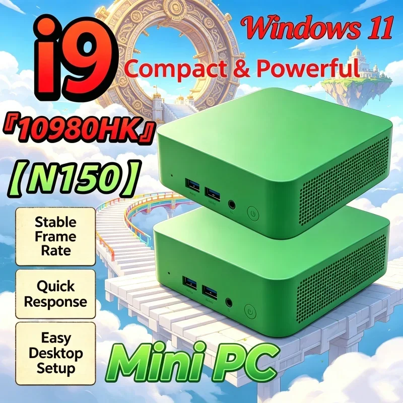 HOT Intel Core I9‑10980HK/N150 Mini PC Windows 11 Graphics Pocket Computer 16GB RAM 2TB SSD Desktop Gaming Vigorous Execution