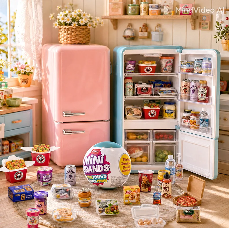 Z-u-r-u- Mini Brands Fill The Fridge Playset DIY Resin Minis Series Blind Box Girls Surprise Box Genuine Kids Gift Capsule