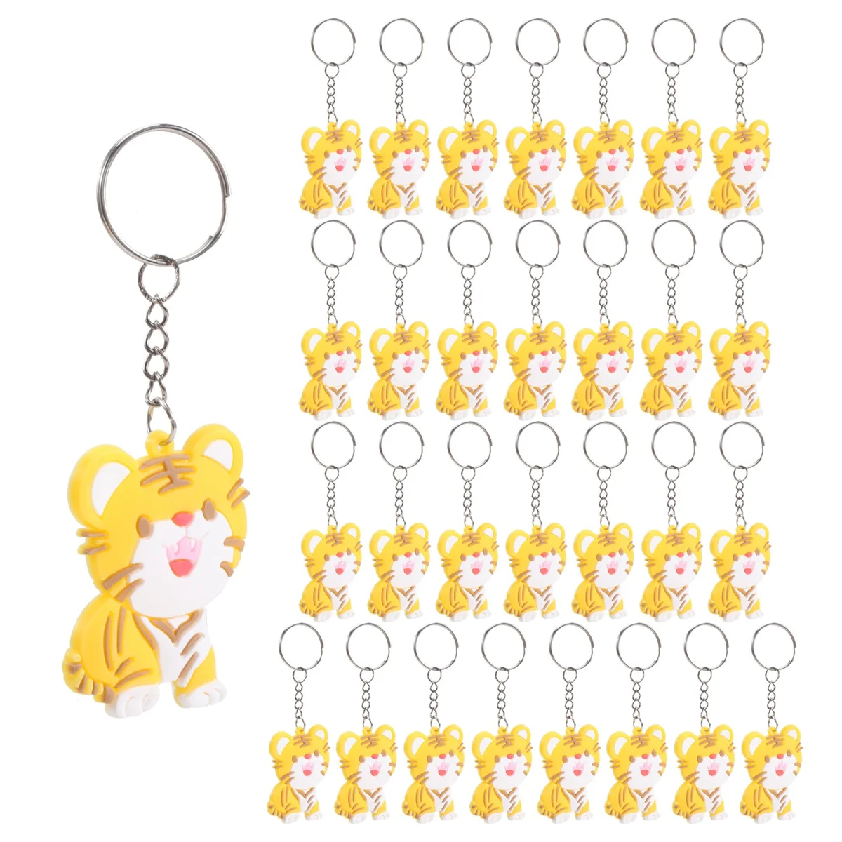 30Pcs 2022 Tiger Year Cartoon Tiger Keychains Keyring Chinese New Year Themed Party Tiger Pendant for Keys Bags Ornament