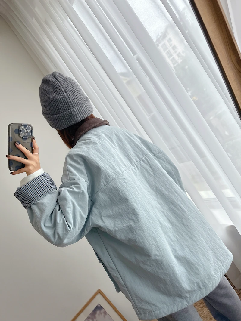 

High Quali Retro Collar Color Blo Loose Long Warm 00 Wool Filled Cotton Jaet Women's Commute Sle Zipper Closure