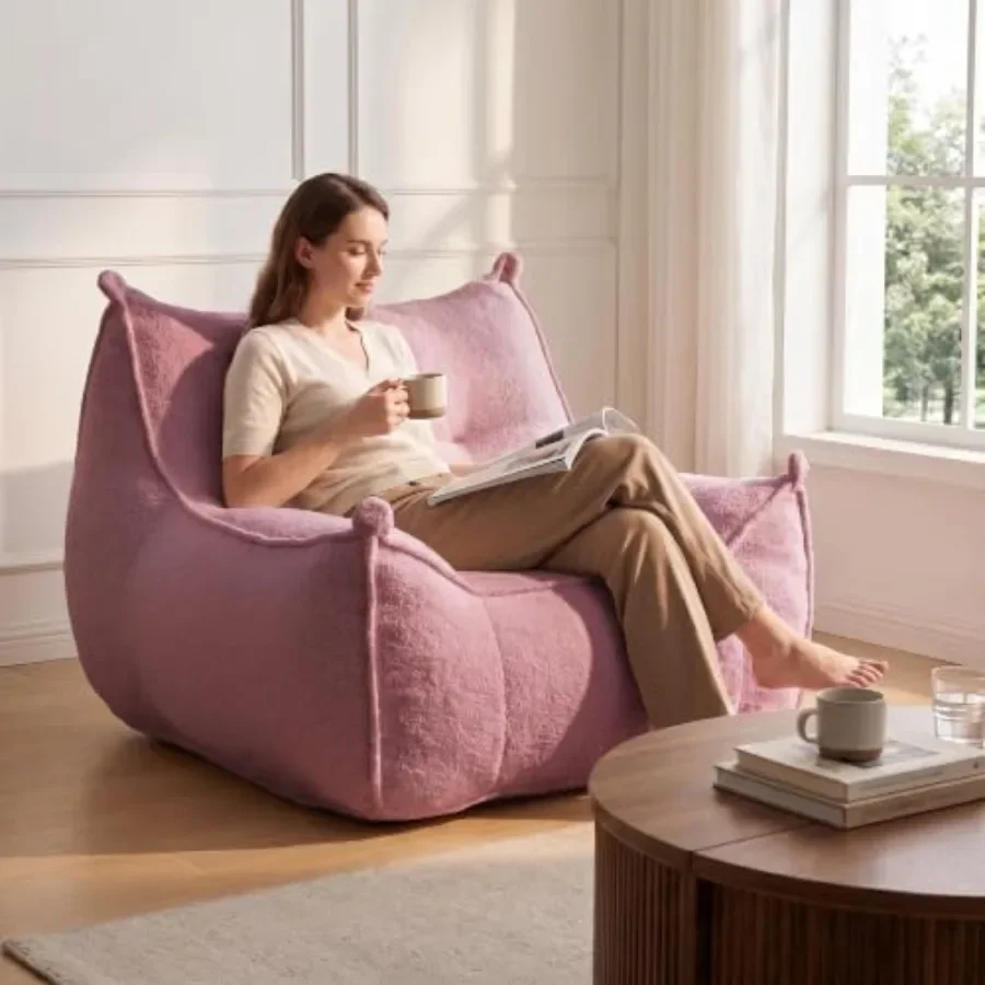 Big Bean Bag Chairs for Adults Teens, Comfy Bean Bag Soft Fabric in Gray, Ultra-Plush Memory Foam Fill for Living Room Comfort