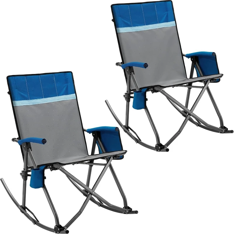 

Large Folding Camping Beach Chair Portable Outdoor Rocker High Back Hard Armrest with Storage