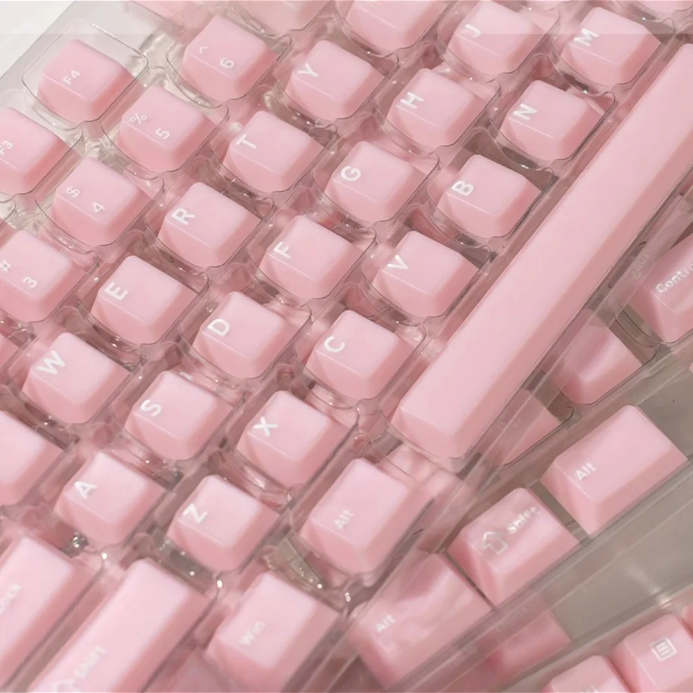 Hanyu Cherry Keycap Set PBT 162 Keys 2-color Translucent White Pink Cyan for 60/64/84/98/108 Mechanical Keyboard Wooting