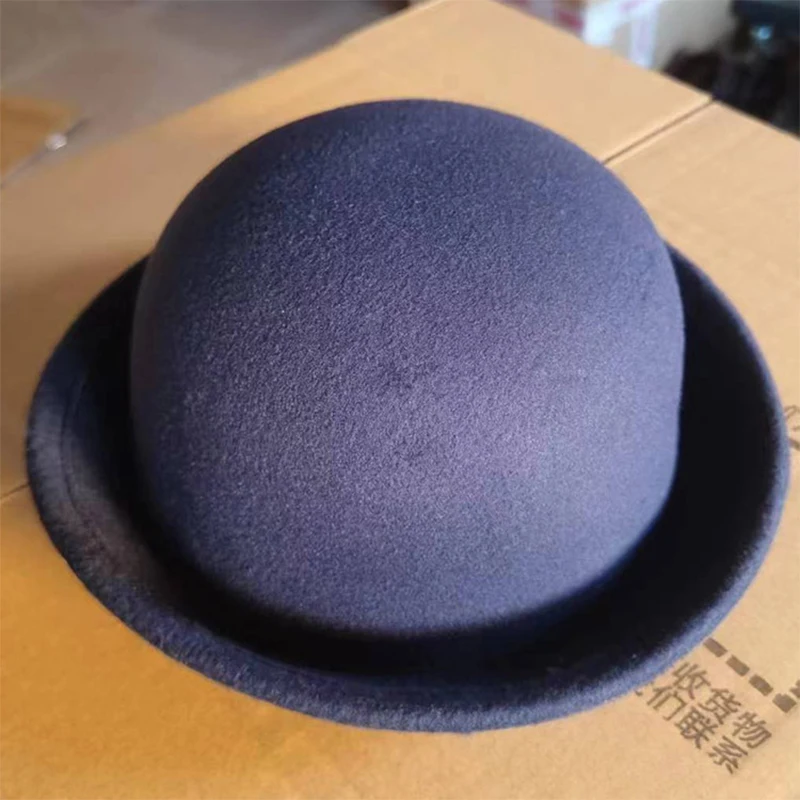 

Small Round Hat Faux Wool Structured Korean Style Trendy British Vintage Autumn Winter Unisex Cap for Men Women