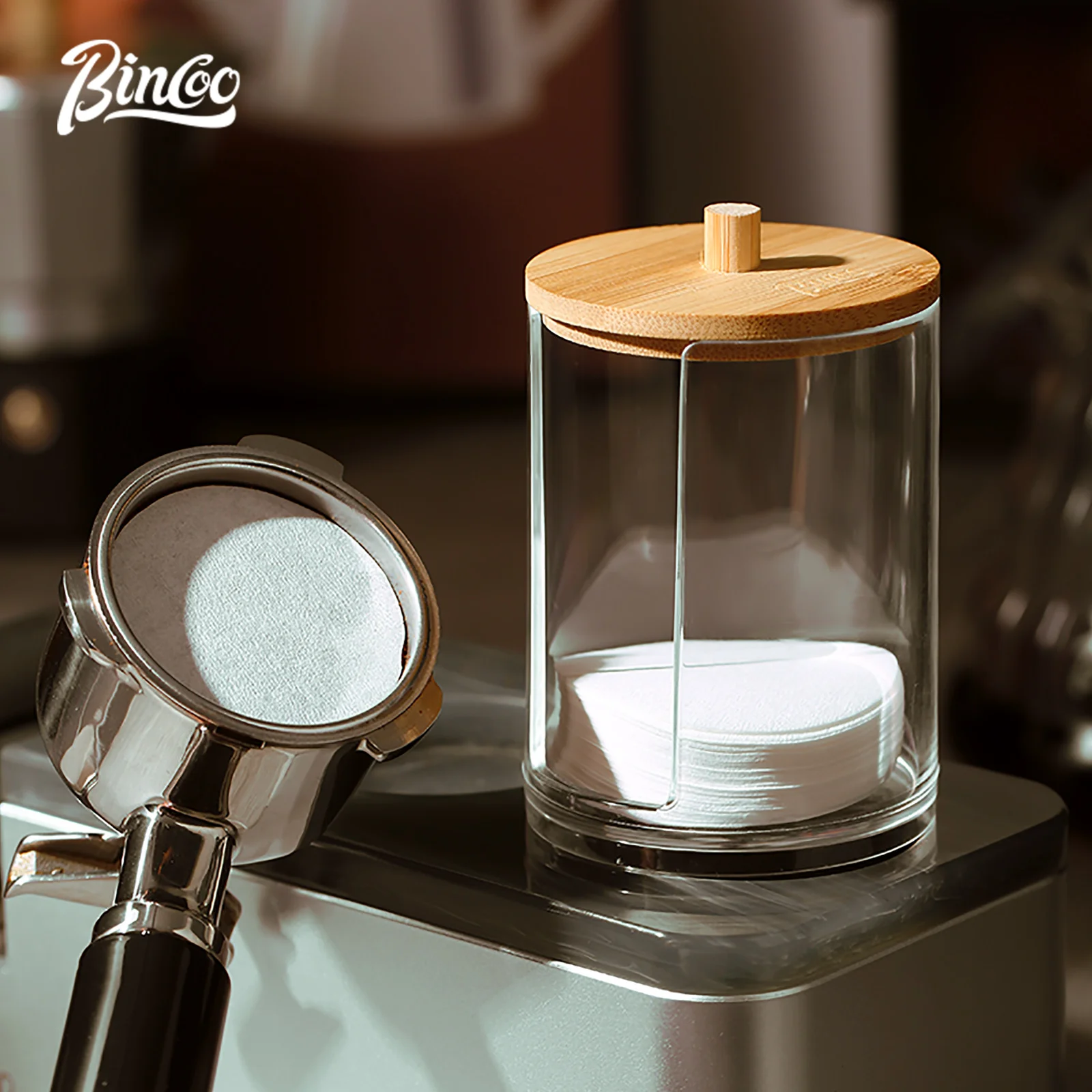 Bincoo Coffee Filter Paper Storage Box Round Filter Paper Holder Clear With Cover Mocha Pot Filter Paper Dust-proof Storage Box