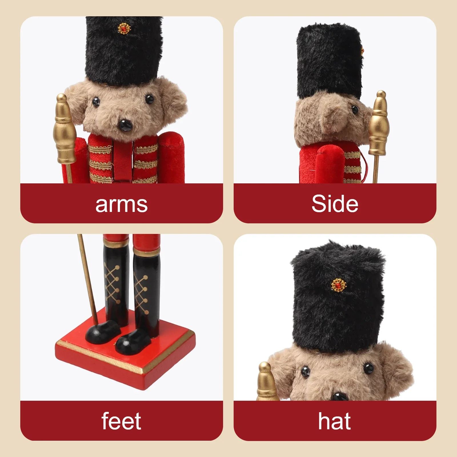 Bear Shaped Christmas Nutcracker Ornament, Cute Collectible Bear Nutcracker Figurine, Xmas Festival Party Tabletop & Outdoor Home Decor, Ideal Holiday Christmas Gift for Family Friends