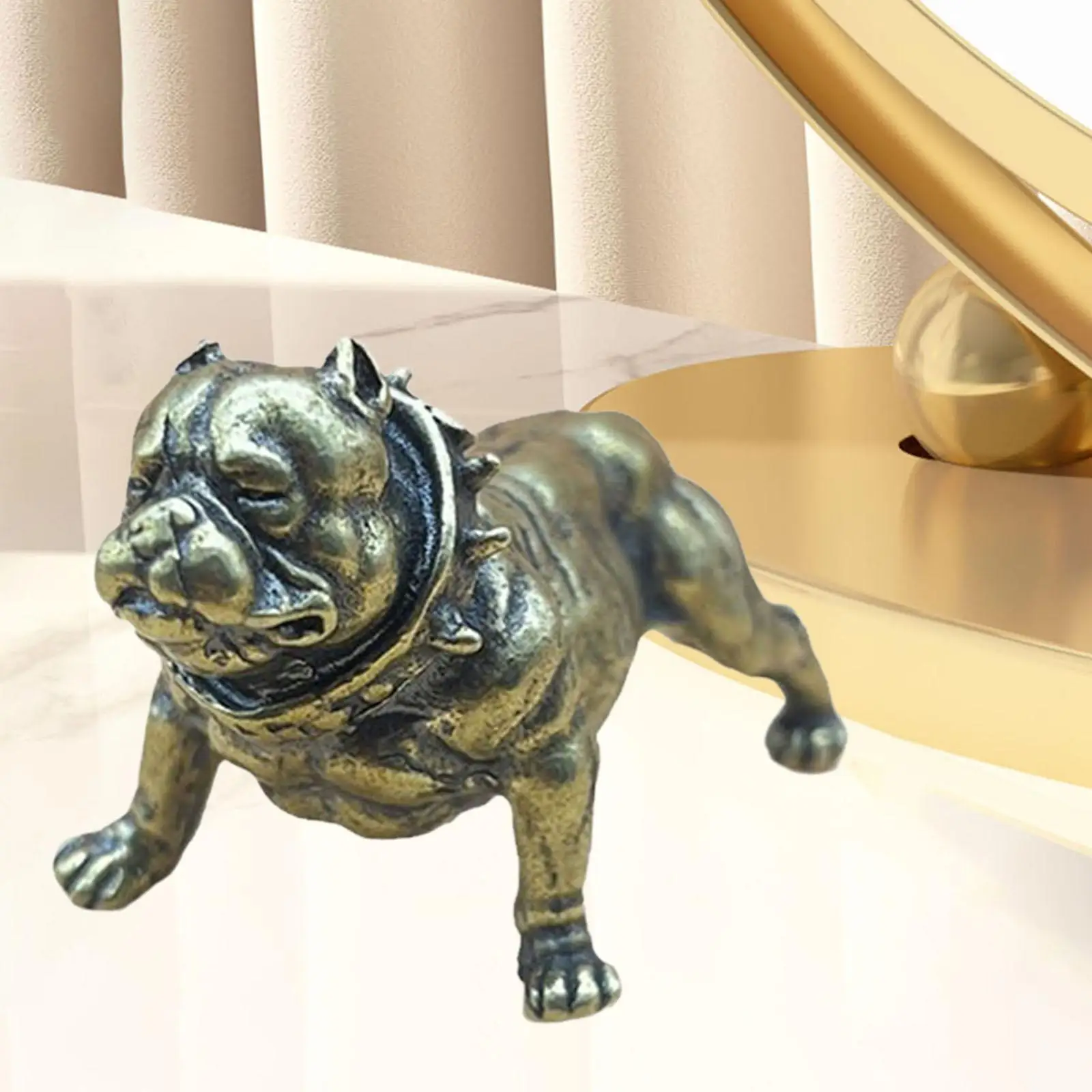 

Brass Bulldog Statue Tea Pet Figurine for Shelf Desktop Decoration Indoor