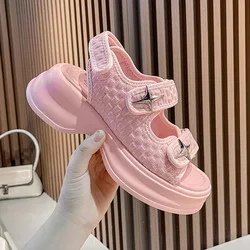 Luxury Woman Platform Sandals Ladies Elegant Medium Women's Shoes Flats Summer Sandals Women 2023 New Designer Shoes Girls