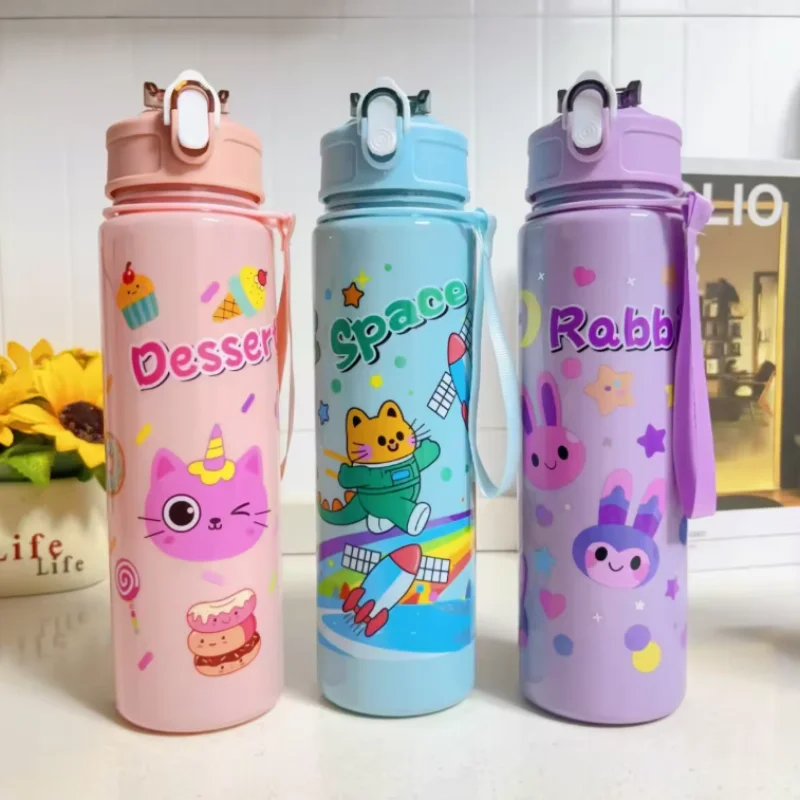 Dinosaur Straw Cup, Large Capacity 750ml, Cute and Portable for Sports and Outdoor Activities, Suitable for Students and Girls,