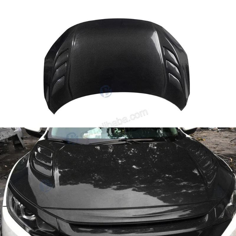 

BENSNEES High Quality Auto Body Systems Bonnet Cover Carbon Fiber Hood For Honda Civic 10th Generation 2017-2020