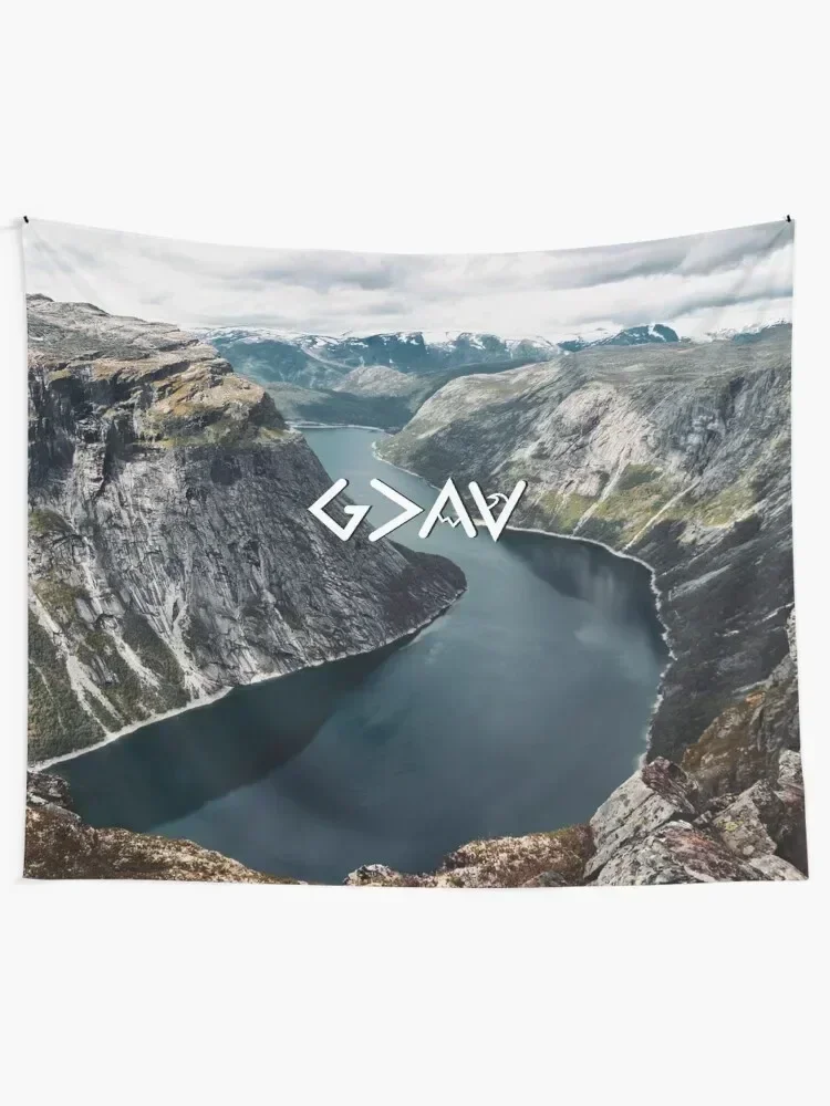 God is Greater Than the Highs and Lows - River Valley Tapestry House Decoration Decor Home Bed Room Decoration Tapestry