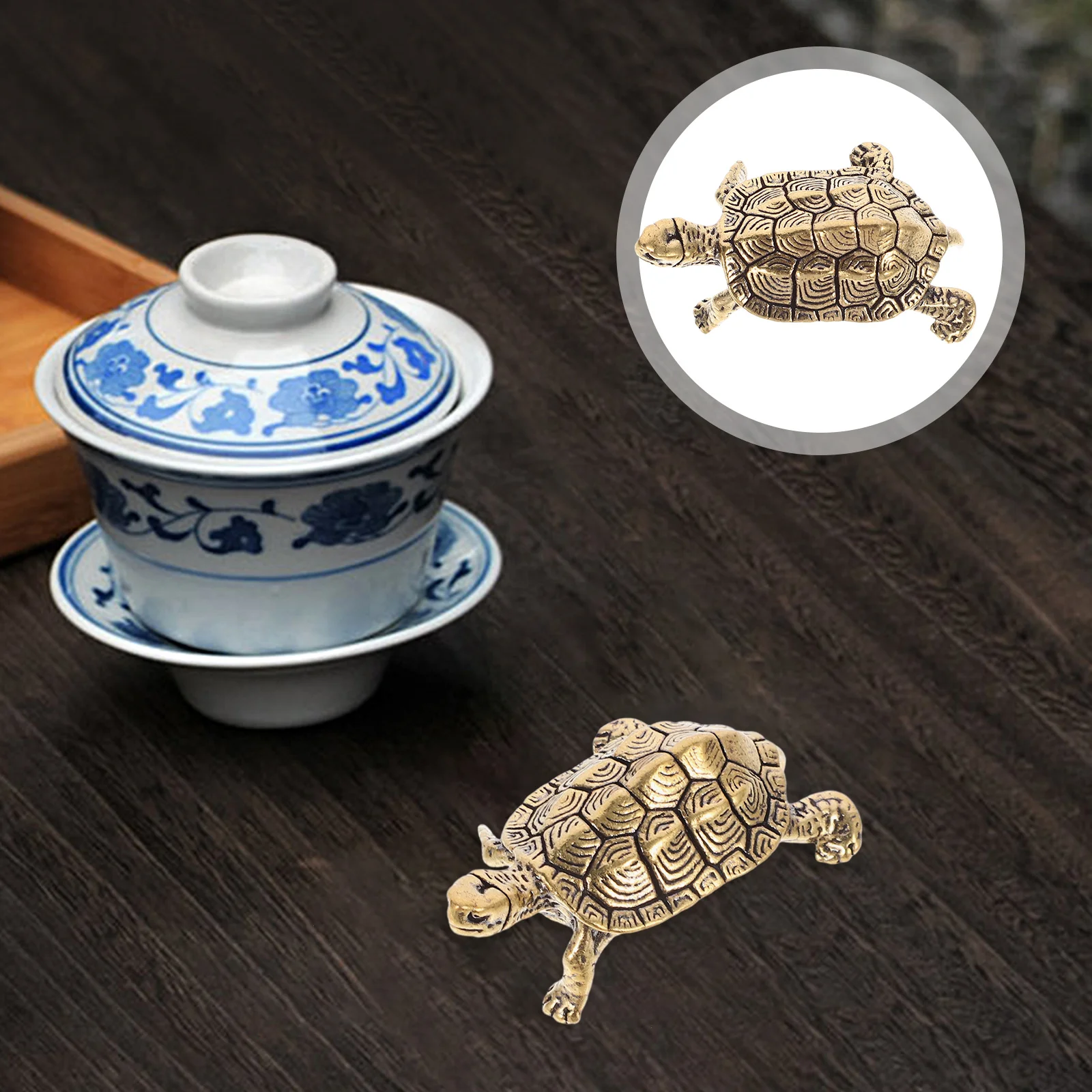 

1pc Brass Turtle Art Craft Longevity Sculpture Tea Pet Decor For Home Office Desktop Tabletop Ornament Creative Decoration