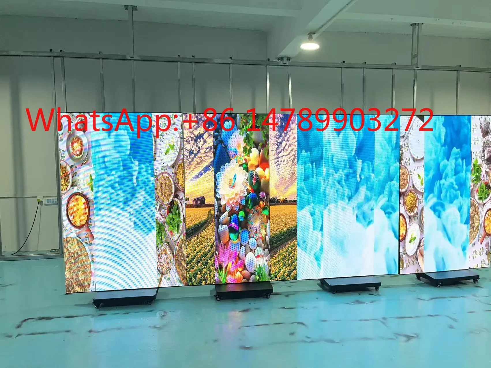 Lobby Decoration Tri-Fold LED Standee GOB Double Sided Indoor Exhibition Screen