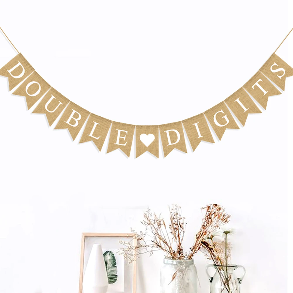 

1 pc Birthday Linen Banner Hanging Decoration For Kids Party Supply 10-Year-Old Celebration Wall Hanging String Flag Ceiling