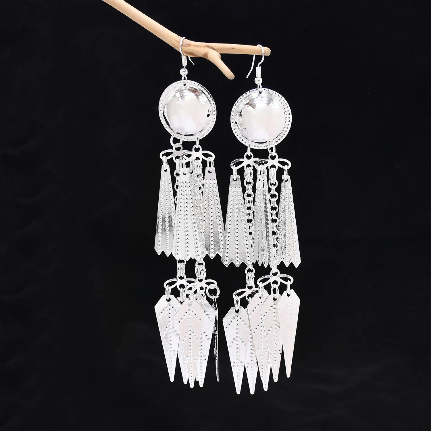 الأقراط قلادة شرابة الفضة للنساء ، نمط العرقي البوهيمي ، اكسسوارات اللباس الموضة ، هدايا الحزب #4