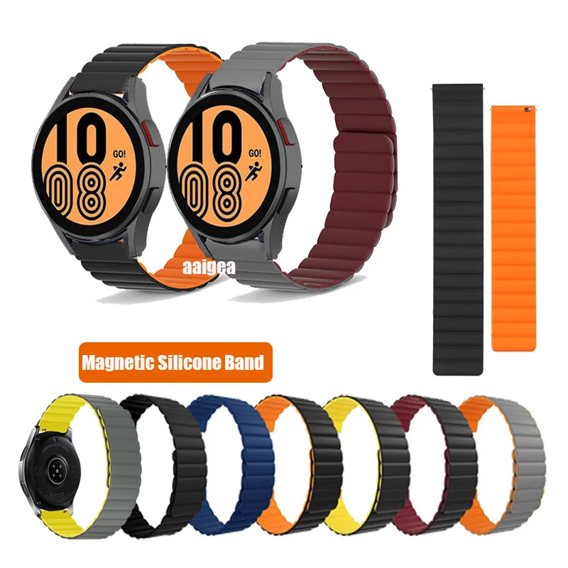 

20mm Magnetic Loop Silicone Strap For Samsung Galaxy Watch 7 FE 6 40mm 44mm / Watch6 Classic / Watch 5 Pro 4 /Active 2 Watchband