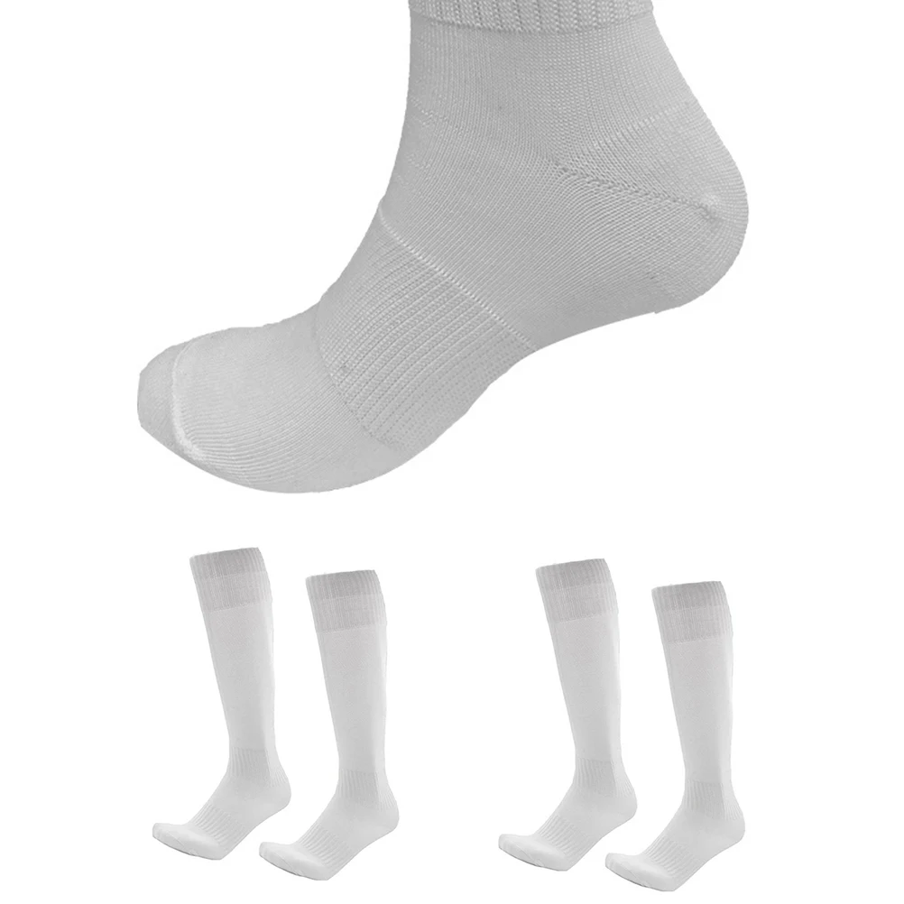 

Unisex Plain Long Socks Over Knee High White Polyester Spandex for Athletic Activities Great for Soccer Players