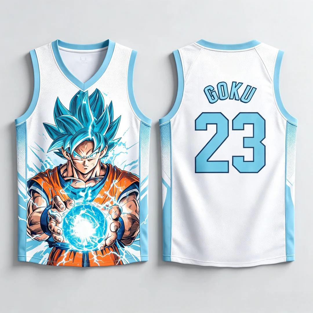 Dragon Ball Goku Super Saiyan Blue Basketball Jersey Men 3D Print Sports Vest Anime Streetwear Tank Top Family Matching Outfits