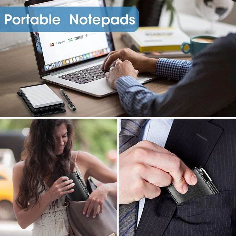 Mini Pocket Note Pad Holder Set, pequenos Notepads de bolso, Memo Book Recargas, 3 "x 5", 10 Pcs