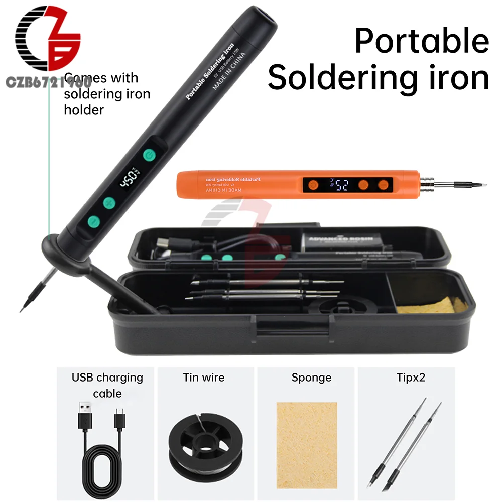 

USB Intelligent Electric Soldering Iron Fast Heating Solder Iron Tip Type-C 5V 15W Battery Charging Portable Repair Welding Tool