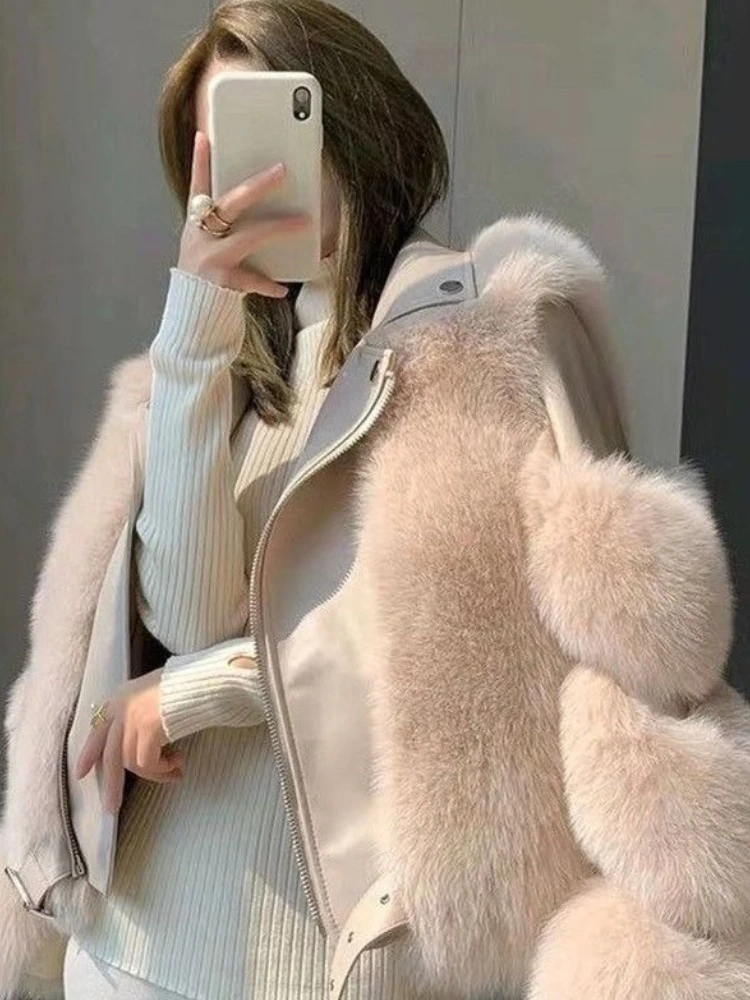 冬の新作 レディース スプライスコート イレギュラーレザー ジップアップ ターンダウンカラー ジャケット ストリートウェア 厚手 暖かい 無地コート ハイネック