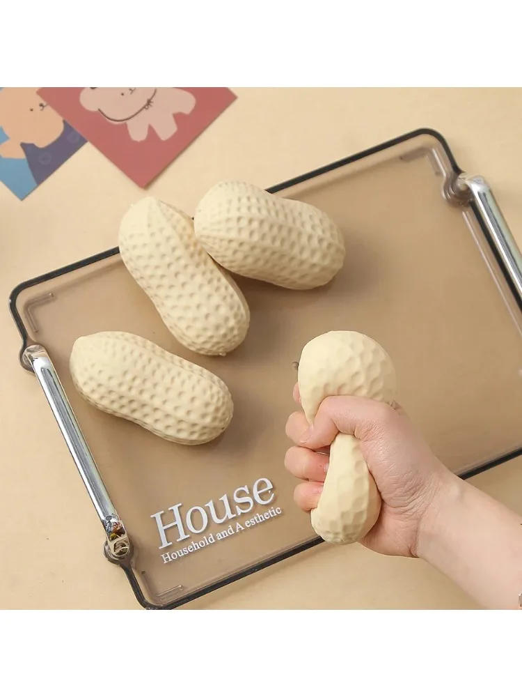 Juguetes antiestrés de descompresión con forma de cacahuete, juguetes sensoriales blandos, transparentes, de rebote lento, para relajarse.