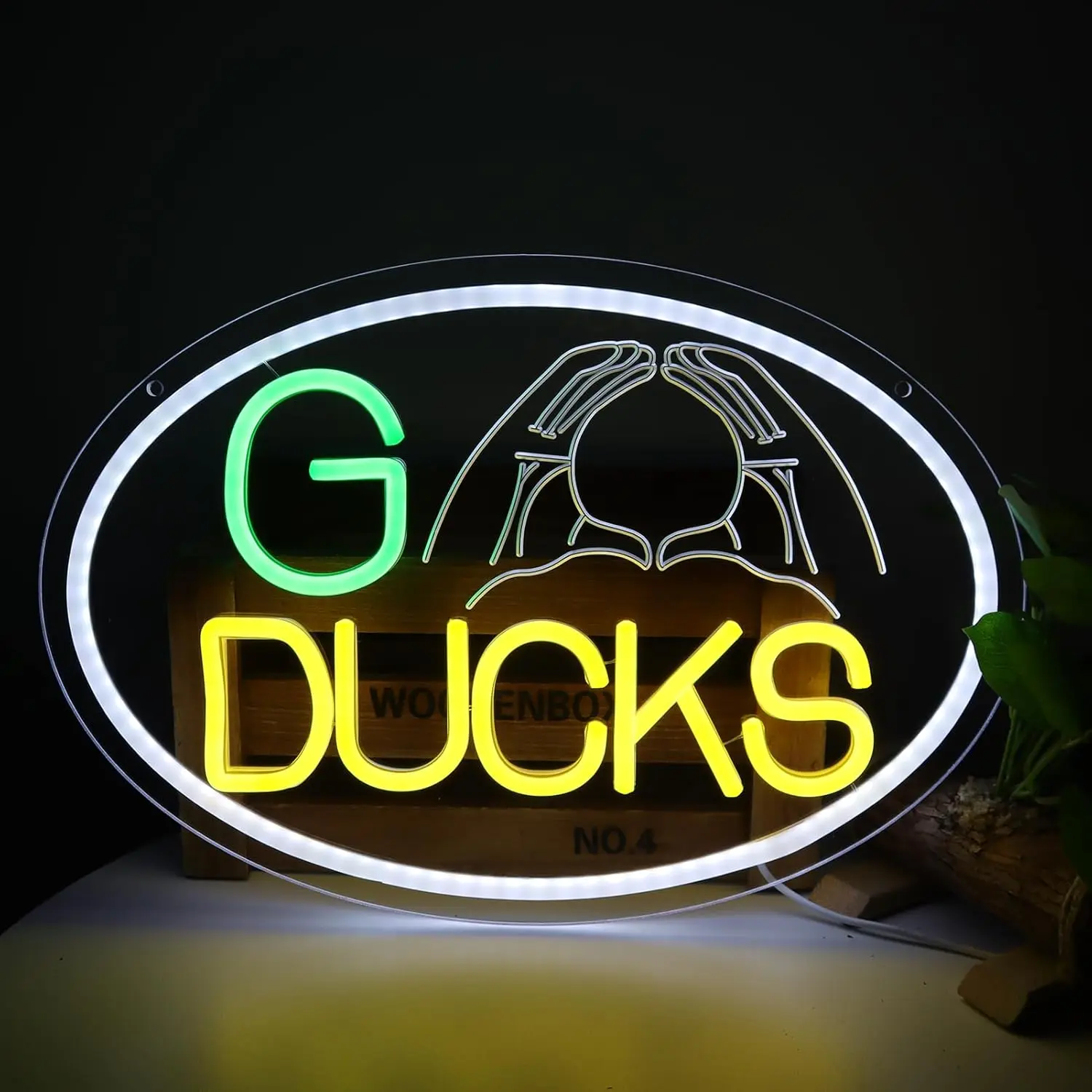 

Светодиодная неоновая вывеска Go Ducks с регулировкой яркости, USB-подсветка для декора общежития, спортивного бара, игровой комнаты, подарок для фанатов, украшение для стены, поддержка школьного духа